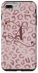 Coque pour iPhone 7 Plus/8 Plus Letter A Initial Leopard Rose Pink Cheetah Monogram