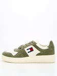 Tommy Jeans Retro Basket Flag Suede Sneakers - Khaki/White, Khaki/White, Size 40, Men