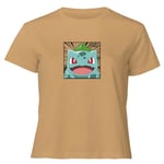 Pokémon Pokédex Bulbasaur #0001 Women's Cropped T-Shirt - Tan - L