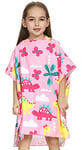 emmarcon Serviette à Capuche Style Poncho pour Enfants, Peignoir en Microfibre, Plage et Piscine (2 Ans - 5 Ans, Fond Rose Dinosaure)