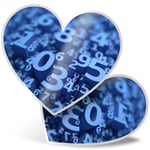 2 x Heart Stickers 7.5 cm - Blue Number Art Maths Physics  #12331