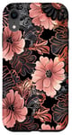 Coque pour iPhone XR Rose Art Déco Floral Dentelle Noir Motif Vintage