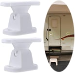 Lot De 2 Bloc Porte Camping Car 45×60 Mm, Arrêt Retenue De Porte En Forme De T Caravane, Support De Porte En Plastique De Remorque, Pièces Et Accessoires Pour Camping-Car Bateau(Blanc)