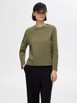 SELECTED FEMME Boxy Organic Cotton Long Sleeve Top, Kalamata