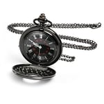 Vicloon Montre de Poche Vintage,Montre de Poche à Quartz avec Chaîne,Montre à Gousset Homme,Chaîne Montre Gousset Ancienne à Chiffres Romains Classiques Montre en Alliage pour Hommes (Noir)