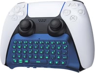 TiMOVO Green Backlight Keyboard for PS5 Controller, Wireless Bluetooth Keypad Chatpad for Playstation 5 Controller, Mini Game Keyboard Built-in Speaker with 3.5mm Audio Jack for Messaging, Blue