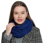 DonDon Écharpe femme hiver Écharpe tube snood Écharpe en laine Tour de Cou Cache cou - Bleu