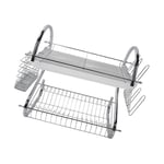 Dish Rack 2 Tier Bowl Dish Drainer Neat Organization Rust Prevention Kitchen Dry