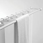 MSV Barre tringle pour rideau de douche ou baignoire Double extensible à fixer en Alu 125-225cm Blanc