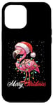 Coque pour iPhone 12 Pro Max Flamingo Merry Christmas Lights Chapeau de Père Noël Neige