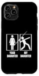 Coque pour iPhone 11 Pro Votre fille, ma fille, fier papa, maman, lancer du javelot