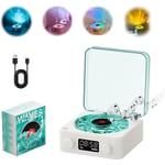 Waves Vinylspelare, Wave Retro Vinyl Record Player Trådlös Bluetooth-högtalare White