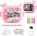 Appareil Photo Instantané Enfants,2,4"" Écran Appareils Photos Numériques Pour Enfants Avec Carte 32Gb Et Papier Photo Imprimé,Stylos Colorés,Caméra Jouets Cadeau Pour Garçons Filles 3-12 Ans