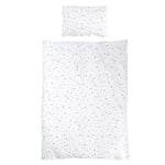 roba Parure de Lit Bébé Réversible Sternenzauber Grau - 2 Pièces 100% Coton - Housse de Couette 100 x 135 cm + Taie d'Oreiller 40 x 60 cm - Imprimée Étoiles et Lune