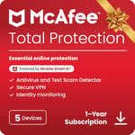 McAfee Total Protection 2024 | 5 Devices | Antivirus Internet Security Software | Unlimited VPN | 1 Year Subscription | Activation Code by email