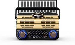 D902 Radio Vintage Portable Rechargeable FM/AM (MW) / SW Solaire Radio Portabilité Transistor Prise en Charge de la Carte TF/USB/Lecteur MP3 Bluetooth