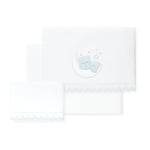 Interbaby - Parure de lit bébé 100% Coton pour Voiture/couffin/couffin - Guipure Ours Lune Ensemble 3 pièces, Drap-Housse + Drap Plat + taie d'oreiller - Fabriqué en Espagne