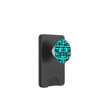 Motifs géométriques Bleu Aqua Noir Découpe PopSockets PopWallet pour MagSafe