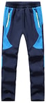 DAFENP Pantalon Ski Enfant Outdoor Randonnee Pantalon Imperméable Chaud Softshell Thermique Pantalon de Montagne Garçons Filles KZ2001-Navy Blue-2XL, Bleu Marin, 152-158