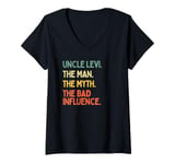 Womens Uncle Levi Quote The Man The Myth The Bad Influence Funny V-Neck T-Shirt