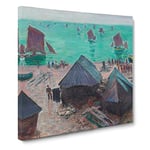 Departure Of The Boats by Claude Monet Classic Painting Canvas Wall Art Print Ready to Hang, Framed Picture for Living Room Bedroom Home Office Décor, 14x14 Inch (35x35 cm)