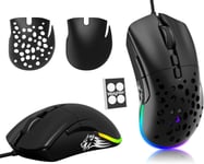 Souris G-Pro Gaming Wired Gaming Mouse,jusqu'à 12 000 souris de jeu DPI,O-model RVB Mouse Gaming,7 boutons programmables,Honeycomb Shell Optical Super Light RVB Gamer MICE MAISE-Black