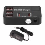 5-porttinen USB-latausasema 3 USB A 2 USB C 48 W mini-USB-laturi, jossa 2 PD 20 W -porttia useille laitteille 100-240 V US-pistoke