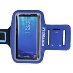 FitMania Universal Running Armband For iPhone Samsung Plus One Xiaomi All Phones With Screen Sizes Up To 6.4", Comfortable Sweatproof Sports Armband with Key Holder For Jogging And Gym Workouts, BLUE