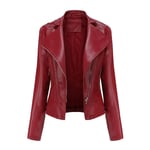 Veste Cuir Courte Moto À Rivet Pour Femme Bomber Col Montant Similicuir Aviateur Printemps/Automne Xh452