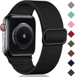 Oielai Solo Loop Strap Compatible with Apple Watch Strap 44mm 45mm 42mm 46mm 49mm, Adjustable Nylon Braided Sport Replacement Strap for iWatch SE Series 10/9/Ultra/8/7/6/5/4/3/2/1, Black