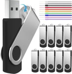 8Go Cle Usb Lot De 10 Disque Flash Usb - Clef Usb 8 Go Petite Capacité 10 Pièce Rotatif Disque Flash Usb Pendrives - Noir Clé Usb 2.0 Mémoire Stick Avec Cordes By[Q1760]