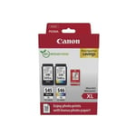 Pack de 2 cartouches d'encre + pack papiers photo - CANON - PG-545XL Noir + CL-546XL Couleur - Haut rendement