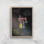 Poster Fine Art Power Rangers Megazord - A4 - Wooden Frame