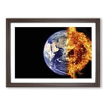 Big Box Art End of The Earth from Space Framed Wall Art Picture Print Ready to Hang, Walnut A2 (62 x 45 cm)