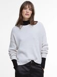 Barbour International Peyton Cotton Knit Crew Neck Jumper, Silver Cloud