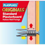 50 x Plasterboard Fixings Plugs Plasplugs for Hollow Wall Cavity Dry Lining Plug