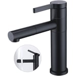 Robinet Salle de Bain Bec Pivotant 360° Mitigeur Lavabo Noir Mitigeur pour Vasque Robinetterie de Lavabo en Acier Inox