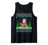 Ugly Xmas Lighting Tree Santa Riding Tortoise Christmas Tank Top