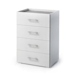 Commode Dmagli, commode à 4 tiroirs pour la chambre, bureau polyvalent ou meuble d'étude, 60x41h87 cm, blanc