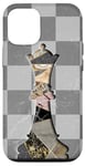 Coque pour iPhone 12/12 Pro Jeu d'échecs Gambit Marbling Queen Échiquier à carreaux