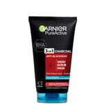 Garnier Pure Active 3in1 Charcoal Blackhead Mask Wash Scrub 150ml