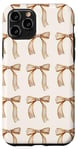 Coque pour iPhone 11 Pro Coquette Brown Nœuds Esthétique Beige Noeud