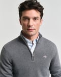 GANT - Bomullsgenser med half-zip til herre dark grey melange