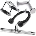 Yes4All 4M82 TricepRope+StraightBar + Vshapped Bar Mixte, I. Corde Triceps + Double D + Barre Droite + Barre en V, Standard