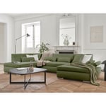 Lisa Design - Vermont - canapé panoramique d'angle gauche - 7 places - convertible - en tissu - vert sauge - Vert sauge