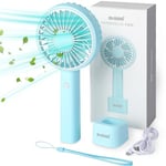 memumi Ventilateur USB Portable, Ventilateur Mini à Main, USB Rechargeable avec 3 Vitesses Réglable Portable Fan pour Chambre/Voyage/Camping- Blau