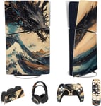 Autocollant Pour Ps5 Slim Console Digital Edition Sticker Skin Pour Ps5 Slim,Kit D'autocollants Accessoires Pour Ps5 Manette Pour Ps5 Télécommande&casque&station De Charge-Dragon Tempête(Q761)