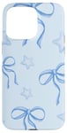 Coque pour iPhone 15 Pro Max Coquette Blue Ribbons Bowws & Stars Aquarelle Girl