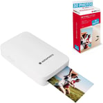 Photo - Pack Imprimante Realipix Mini P + Cartouches et Papiers AMC pour 30 Photos - Imprimante Photo Format 5,3 x 8,6 cm Via Bluetooth - Sublimation Thermique 4Pass - Blanc