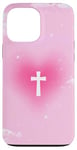 iPhone 13 Pro Max Pink Christian Cross Cute Heart Aura Faith Religious Case